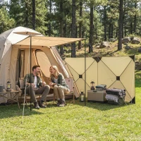 Outsunny Camping Windbreak Pop Up Windbreaker Blocker with Ropes Pegs for Beach Caravan Outdoor 480 x 120 cm(m-9)