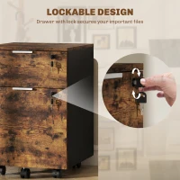 HOMCOM Two-Drawer Lockable Filing Cabinet - Black and Rustic Brown(m-6)