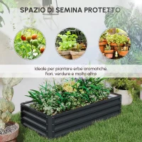 Outsunny Set da 2 aiuole rialzate da giardino lamiera ondulata 120 x 60 x 30,5 cm grigio(m-5)