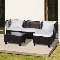 Outsunny Lot de 2 accoudoirs Salon de Jardin dim. 63L x 60l cm (épaisseur : 2,5 cm) résine tressée Chocolat(m-9)