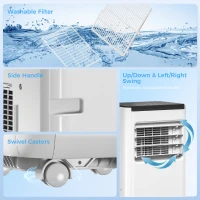 HOMCOM Climatiseur Portable 10 000 BTU 4 en 1 Refroidissement Déshumidificateur Ventilateur avec WiFi pour 30 m² Blanc(m-5)