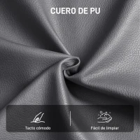 HOMCOM Butaca de Salón Tapizado en PU Sillón Lectura con Asiento Acolchado Reposabrazos Patas Metálicas Gris(m-7)