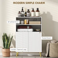 HOMCOM Szafka Łazienkowa, Komoda do Pomieszczeń, Drzwi Soft-Close, 2 Otwarte Regały, MDF, Biała(m-4)