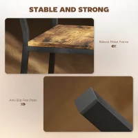 HOMCOM Set 2 Scaune de Bar cu Spătar și Suport pentru Picioare Integrat în Stil Industrial, Maro Rustic(m-6)