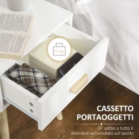 HOMCOM Set 2 Comodini per Camera da Letto con Cassetto, in Legno, 40.5x30.5x60 cm, Color Rovere e Bianco(m-5)