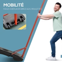 HOMCOM Panier de basket extérieur avec poteau panneau, base de lestage sur roulettes hauteur réglable 155 - 210 cm (panier) - rouge noir(m-6)