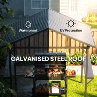 Outsunny Pawilon grillowy 2,52 x 1,56 m, wodoodporny grillowy pawilon z dwuspadowym dachem, boczną półką, hakami, stalową ramą, czarny(m-4)