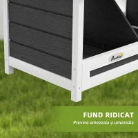 PawHut Cuib pentru Găini cu 3 Compartimente, Bază Ridicată și Acoperiș din Bitum, din Lemn, 95x37x34 cm, Gri(m-7)