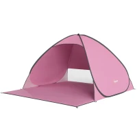 Outsunny Pop up Beach Tent, UV 50+ Sun Shelter with Carry Bag, 2x1.5m for 2-3 Person, Pink(m-11)