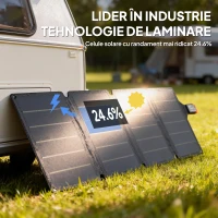 HOMCOM Încărcător Solar 36W Pliabil cu Port Tip-C, Impermeabil IP67 din ETFE, Gri(m-7)