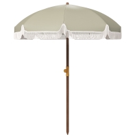 Outsunny Umbrelă de Plajă Portabilă cu Volane în Aer Liber cu Baldachin Ventilat, Geantă de Transport, Ø1.9x2.1 m, Alb-Crem