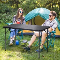 Outsunny Table pliante table de camping pliable table de jardin dim. 120L x 60l x 74H cm métal époxy HDPE noir(m-8)