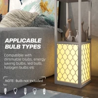 HOMCOM Lampa podłogowa w nowoczesnym designie, 2 półki, przełącznik łańcuszkowy, 26 cm x 26 cm x 156 cm, Czarny + Biały(m-7)