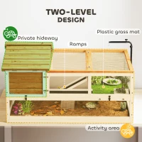 Dom dla żółwi PawHut, dwupoziomowy, z uchwytem na lampę, klatka dla małych zwierząt, pomarańczowy(m-4)