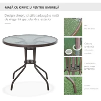 Outsunny Set Mobilier de Gradina cu Tuburi Otel 6 bucati, crem(m-5)