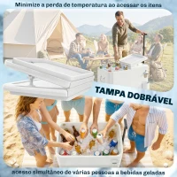 Outsunny Carro Frigorífico de 56L com Rodas Pega Ajustável Abre-garrafas Recolhe-tampas Dreno 75x35x120 cm Branco(m-6)