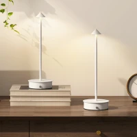 HOMCOM Jeu de 2 lampes de table LED rechargeables avec USB et commande tactile et lumière réglable Ø10x30 cm Blanc(m-2)