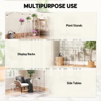 Outsunny Zestaw 3 stojaków na rośliny, 50/60/70 cm wysokości, składane regały na rośliny metalowe, biały(m-7)