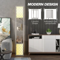 HOMCOM Lampa podłogowa w nowoczesnym designie, 2 półki, przełącznik łańcuszkowy, 26 cm x 26 cm x 156 cm, Czarny + Biały(m-5)