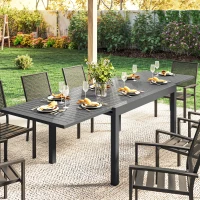 Outsunny Mesa de Comedor Exterior Extensible 135/270 cm para 6-10 Personas de Aluminio con Tapa de Listones Gris Oscuro(m-9)