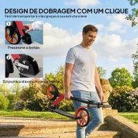 HOMCOM Trotinete Dobrável com Guiador Ajustável, Rodas Grandes de 200 mm, Amortecimento e Travão, Carga Máxima de 100 kg, 91,5x36,5x91-104 cm, Vermelho(m-5)