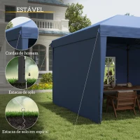 Outsunny Tenda Dobrável 6x3 m Pop-up com 4 Laterais Desmontáveis Tenda de Jardim com 2 Janelas Visíveis Saco de Transporte Azul(m-7)