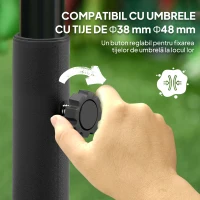 Outsunny Bază pentru umbrelă cu roți, umplibilă cu apă sau nisip, din HDPE, 48x48x32.5 cm, negru(m-4)