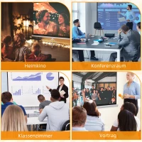 HOMCOM Ekran projektora z statywem 186 x 105 cm 84 cale 16:9 HD 4K ekran zwijany(m-8)