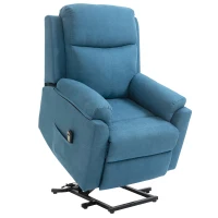 HOMCOM Fauteuil électrique releveur fauteuil relax avec repose-pieds dossier inclinable télécommande poche latérale bleu(m-11)