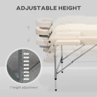 HOMCOM składane łóżko do masażu, z otworem na twarz, podłokietnikami, podparciem na ręce, mobilne łóżko do masażu, 186 cm x 71 cm x 83 cm(m-4)