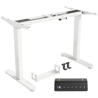 HOMCOM Electric Standing Desk Frame, Height Adjustable Sit Stand Desk Frame with Dual Motors, Memory Smart Panel and Collision Protection, Easy Assembly, White(m-10)