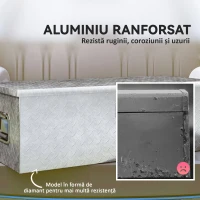HOMCOM Cutie de Scule din Aluminiu cu Lacăt și 2 Chei, Mânere Laterale, Cutie de Depozitare 43L Rezistentă, Ideală pentru Camioane, Autorulote, Remorci, 76.2x33x24.4cm, Argintiu(m-6)