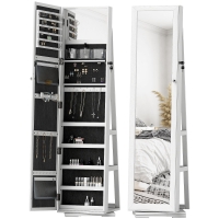 HOMCOM Armoire Bijoux Pivotante Miroir MDF Gris
