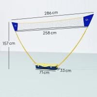 HOMCOM 2.8m Portable Folding Badminton Net Set with 4 Badminton Rackets and 2 Nylon Shuttlecocks, for Adults Kids Indoor Outdoor Exercise Training(m-3)