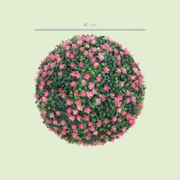 HOMCOM Set of Two Artificial Boxwood Balls Plants - Pink(m-3)