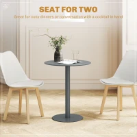 HOMCOM Okrągły Stół Jadalniany dla 2 Osób, Stalowy, do Wnętrz i Na Zewnątrz, Szary(m-4)