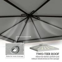 Outsunny Zamienny dach do pawilonu 3 x 3 m, wodoodporny, dwupoziomowy dach z otworami drenażowymi, jasnoszary(m-4)