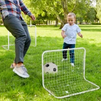 HOMCOM Set de 2 mini cages de football pour enfant - ballon, pompe, piquets inclus - 78L x 46l x 56H cm - métal blanc(m-8)