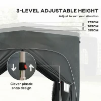 Outsunny 3 x 3m Pop-Up Gazebo Shelter, with Accessories - Dark Grey(m-5)