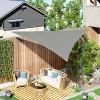 Outsunny Voile d'ombrage Triangulaire Grande Taille 3,6 x 3,6 x 3,6 m polyéthylène Haute densité HDPE résistant aux UV gris(m-10)