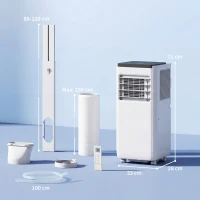 HOMCOM Climatiseur Portable 10 000 BTU 4 en 1 Refroidissement Déshumidificateur Ventilateur avec WiFi pour 30 m² Blanc(m-3)