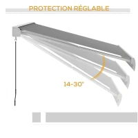 Outsunny Store banne motorisé, store banne électrique, angle réglable 14°-30°, avec télécommande manivelle, 4 x 3 m, gris clair(m-8)