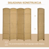 HOMCOM 4-częściowa Przegroda, Składana Przegroda Wzrokowa, Przegroda do Salonu, Sypialni, Biura Domowego, Naturalna(m-5)