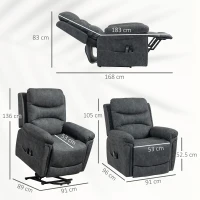 HOMCOM Power Lift Recliner Chair with Vibration Massage, Heat, USB - Grey(m-3)