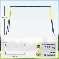AIYAPLAY Estructura de Columpio Infantil Metálica para 2 Columpios Carga 150 kg para Asiento de Columpio Nido Azul(m-3)