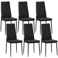HOMCOM Set de 6 Sillas de Comedor Tapizadas de Cuero Sintético con Respaldo Alto y Patas de Acero 41x50x97 cm Negro(m-10)