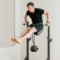 HOMCOM Support pour haltères support de squat barres de support hauteur règlable manivelle à barre parallèle gymnase à la maison acier 77-122 x 73 x 121-171 cm rouge noir(m-9)