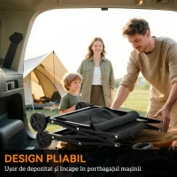 Outsunny Cărucior de Grădină 80L Pliabil cu Mâner Reglabil, din Metal și Țesătură Oxford, 78x47.5x92 cm, Negru(m-4)