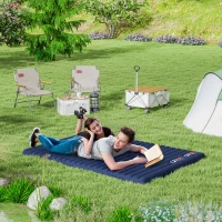 Outsunny Matelas autogonflant de camping - grand confort 2 personnes - pliable avec sac de transport inclus - bleu marine(m-10)