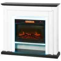 HOMCOM Elektrischer Kamin 1800W, dekorativer Attrappen-Kamin RGB-LED-Lichter, Flammeneffekt, Kaminaufsatz, 105 x 27 x 97 cm, schwarz(m-7)